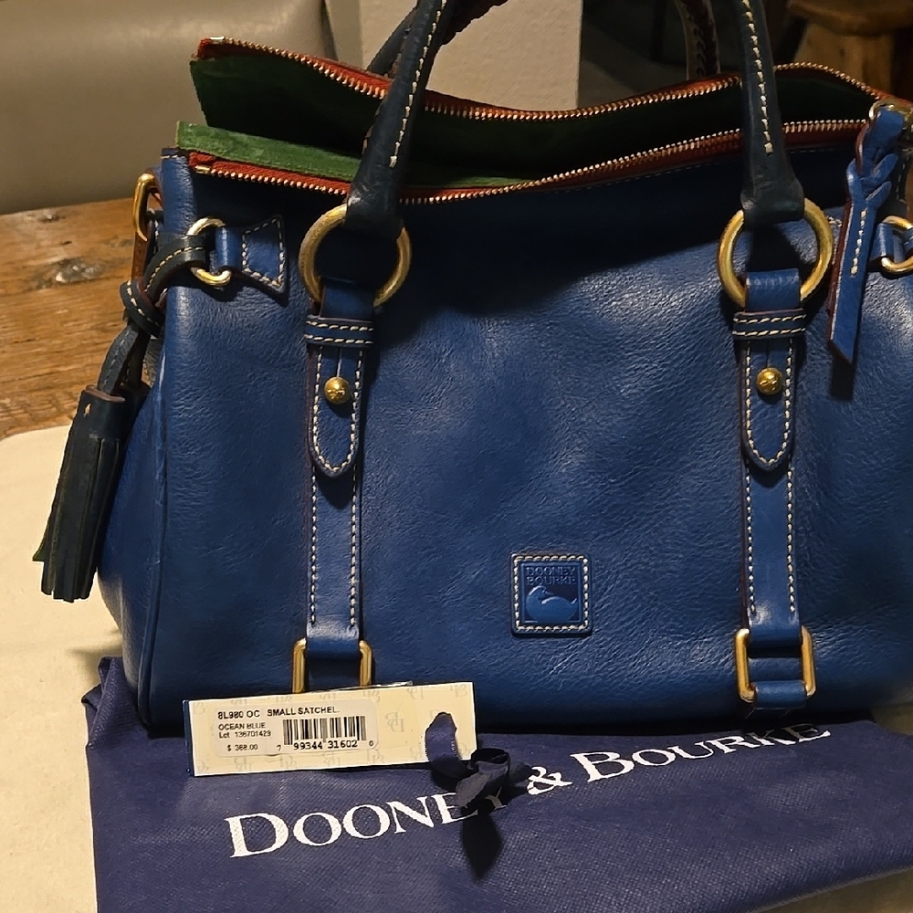 Dooney & Bourke Florentine Leather Satchel Small Ocean Blue